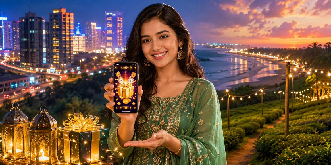 ঈদের উৎসবে মোবাইল ক্যাসিনো গেম উপভোগ করছেন একজন ব্যক্তি